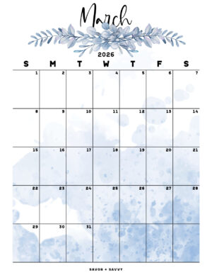 March 2026 Calendar Templates - 14 Free Printables - Savor + Savvy