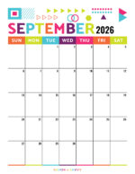 September 2026 Calendar Templates - 14 Free Printables - Savor + Savvy