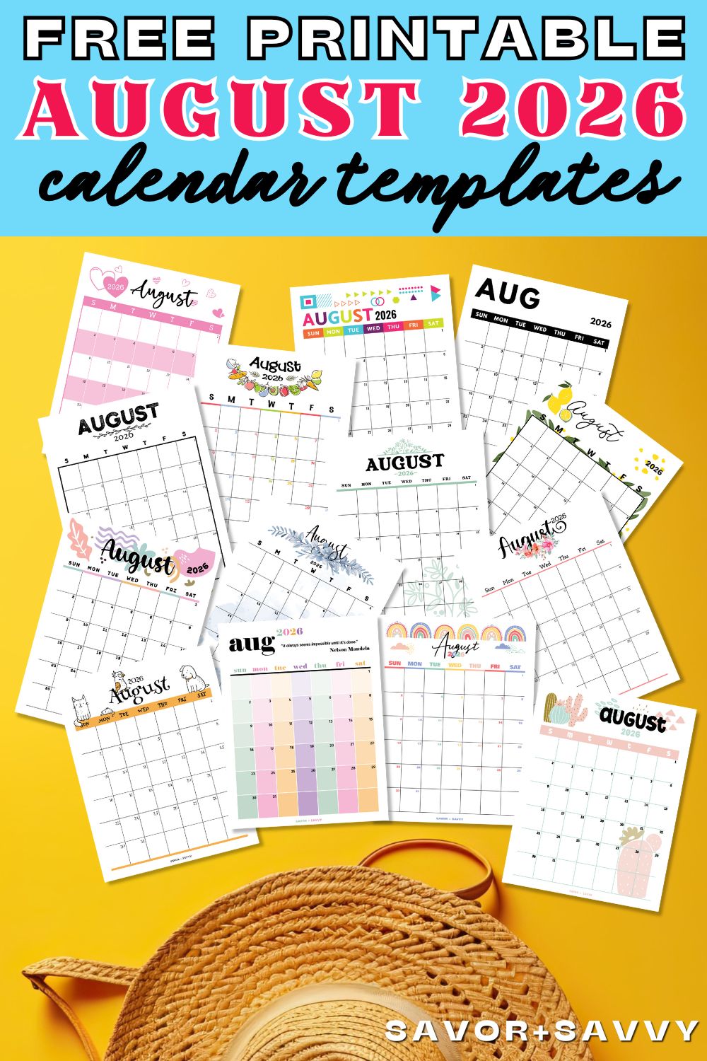 August 2026 Calendar Templates - 14 Free Printables