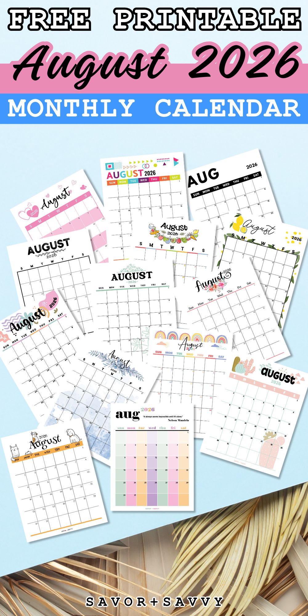 August 2026 Calendar Templates - 14 Free Printables