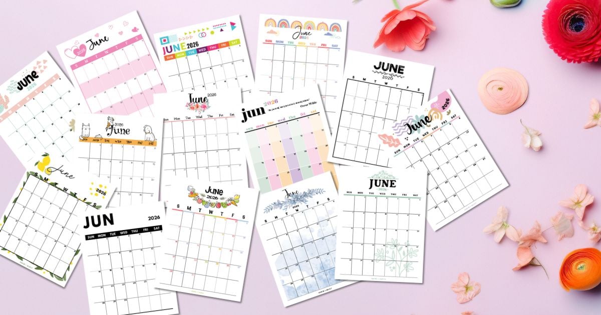 June 2026 Calendar Templates - 14 Free Printables - Savor + Savvy