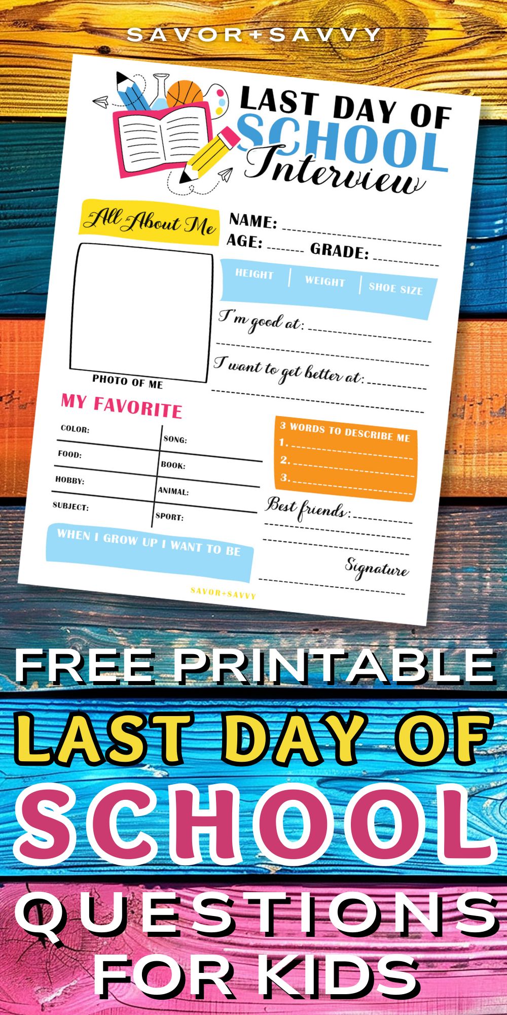 Free Printable Last Day Of School Interview