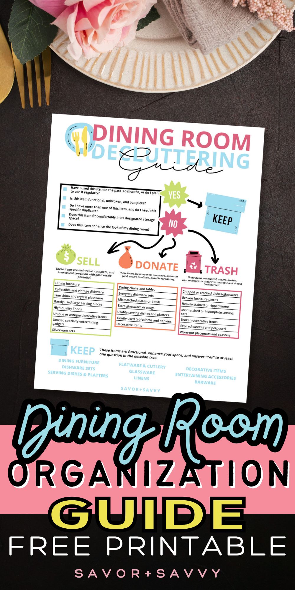 Free Printable Dining Room Decluttering Guide