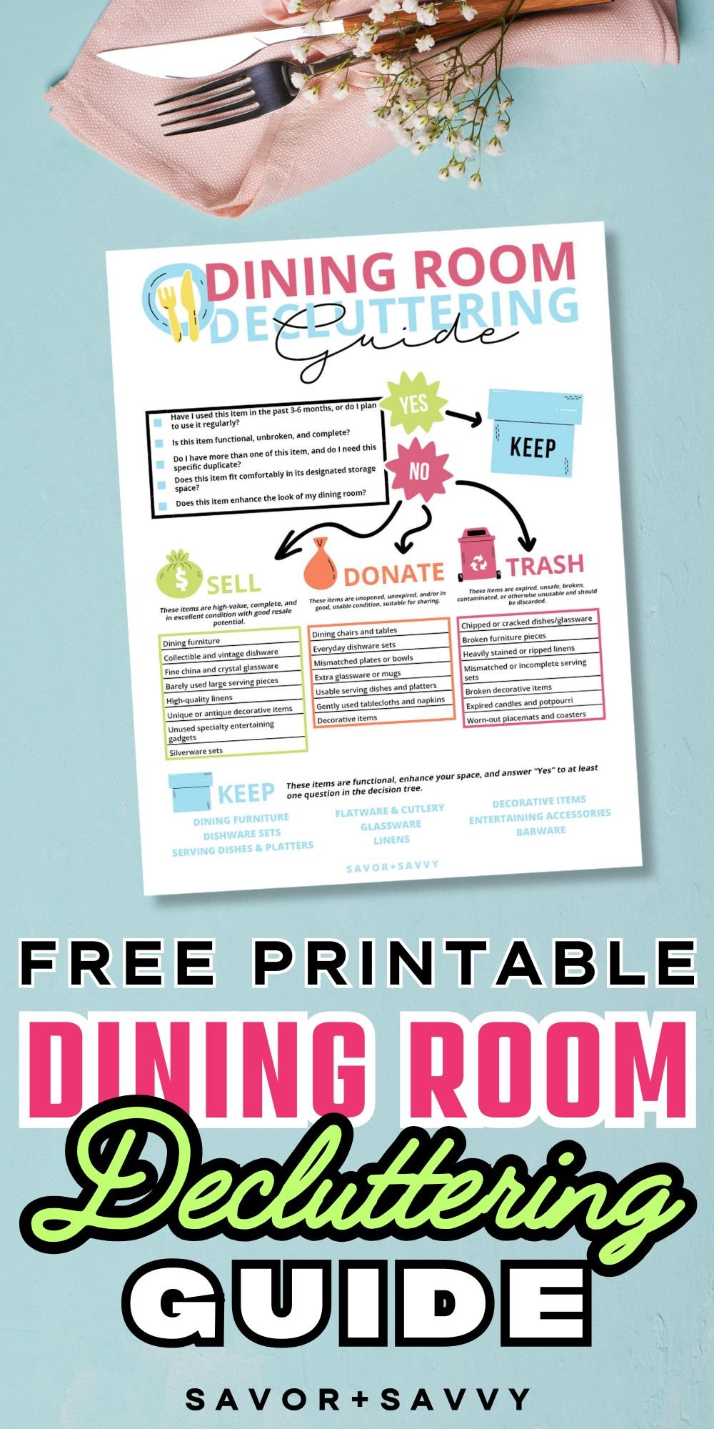Free Printable Dining Room Decluttering Guide