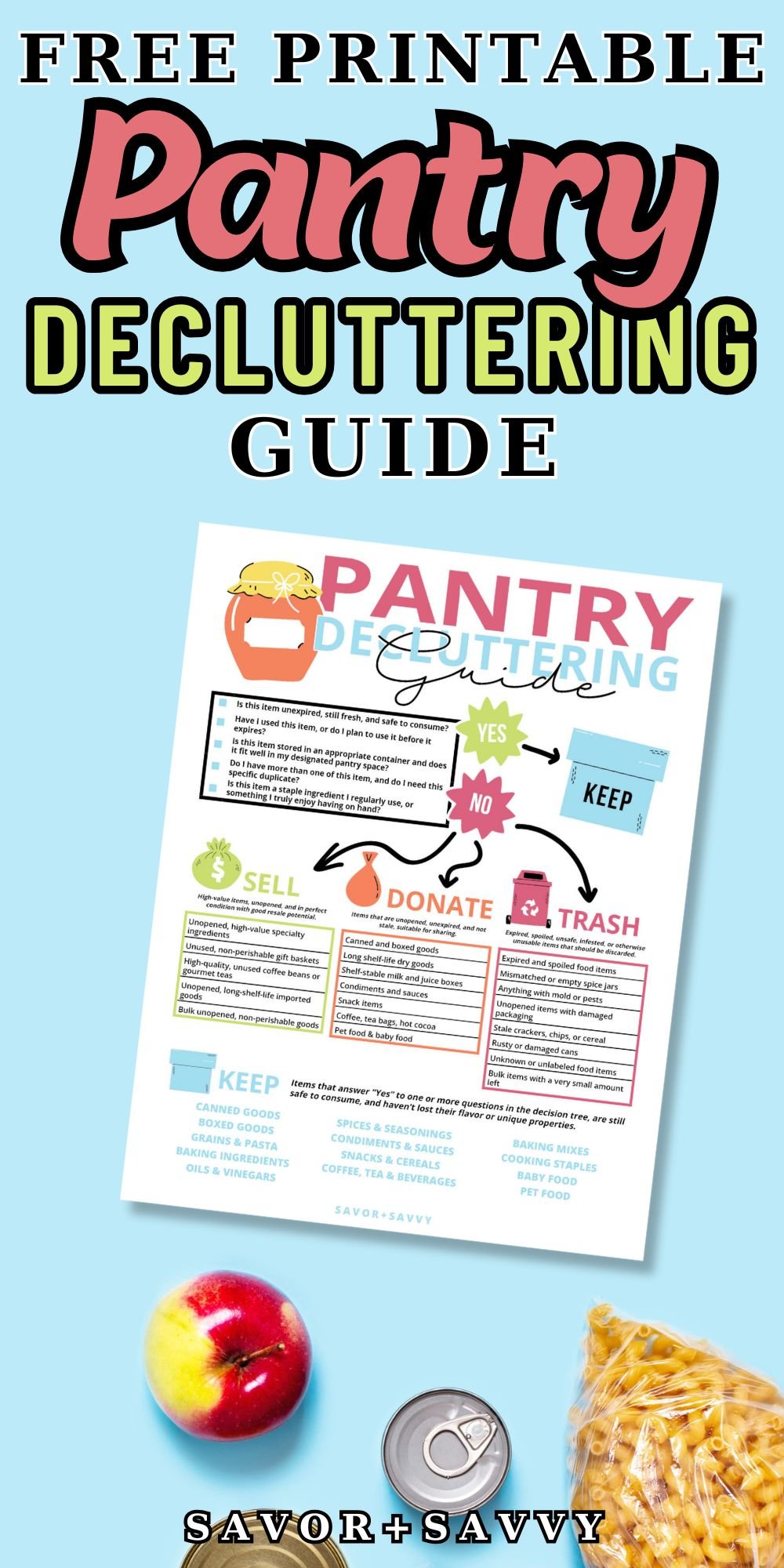 Free Printable Pantry Decluttering Guide