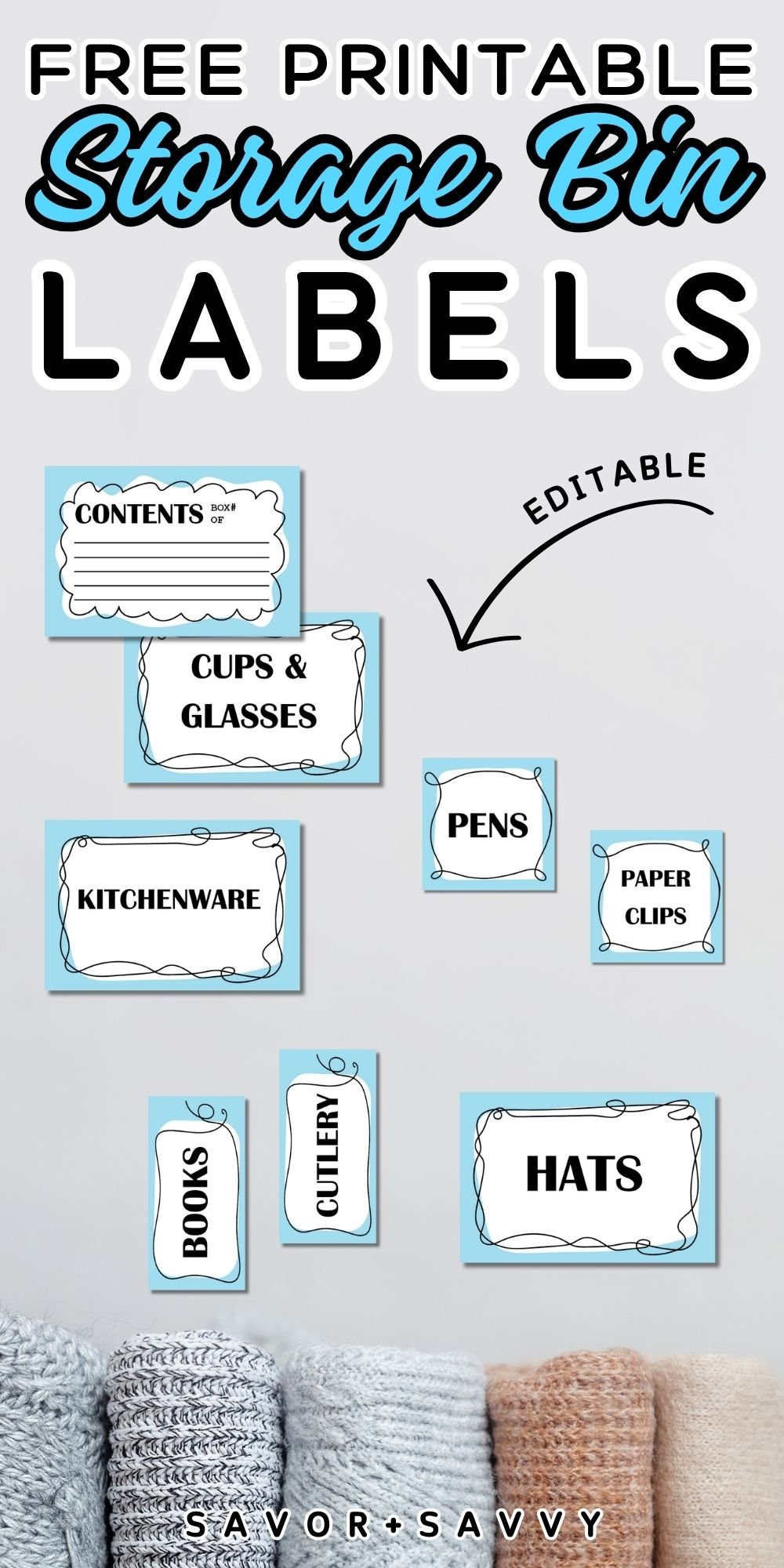 Free Printable Storage Bin Labels (Editable)