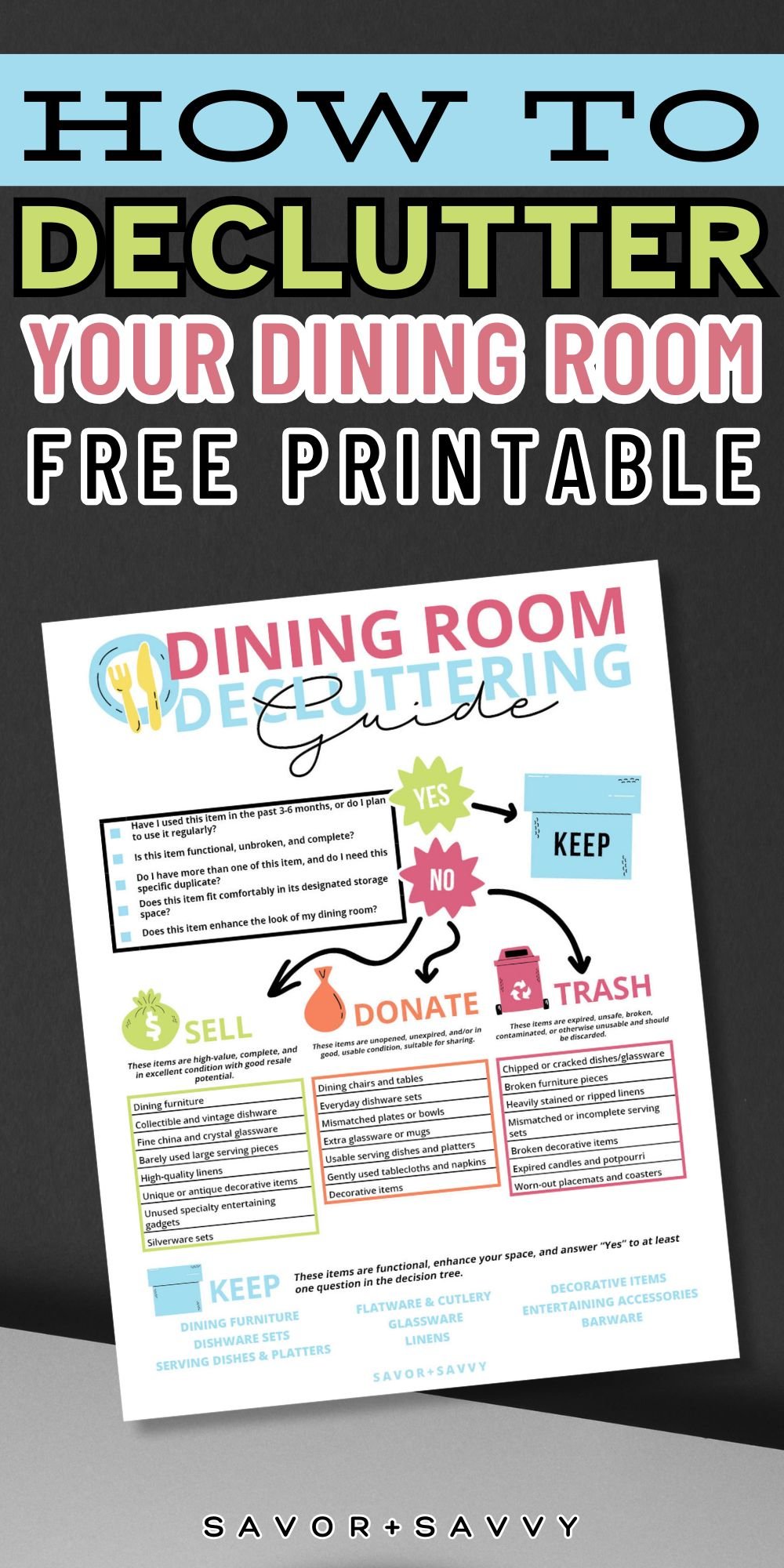 Free Printable Dining Room Decluttering Guide