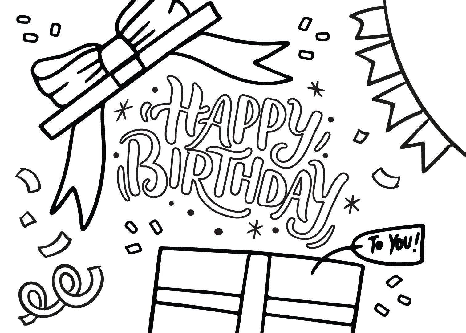 Image of Happy Birthday Free Printable Birthday Coloring Card For Kids.