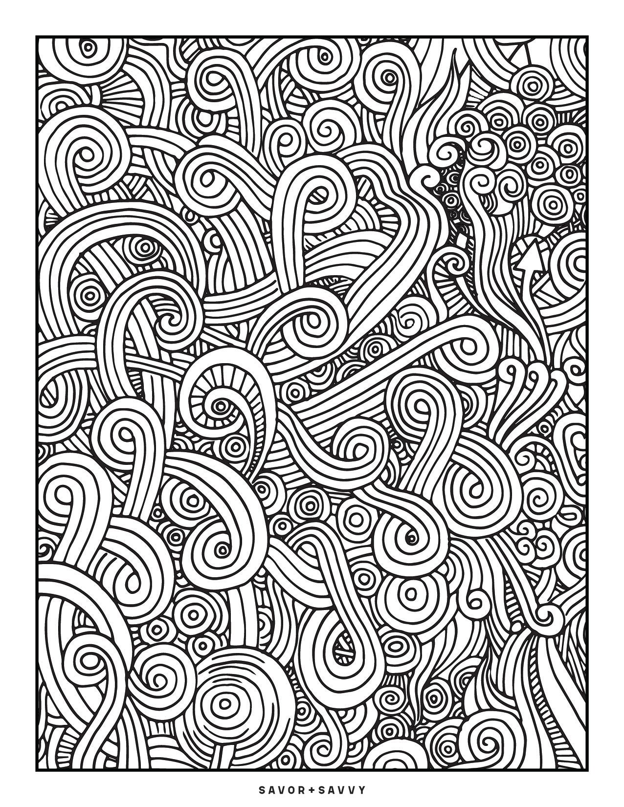 Image of Zendoodle Swirls Coloring Page For Teens.