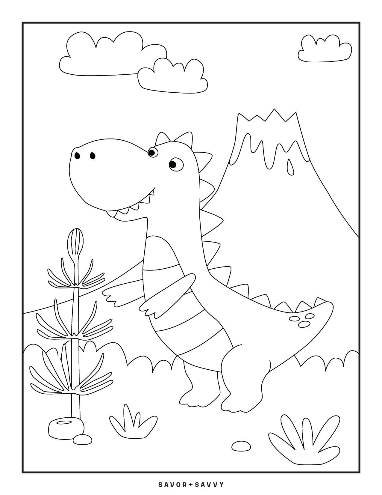 Image of T-Rex Free Printable Dinosaur Coloring Page For Kids.