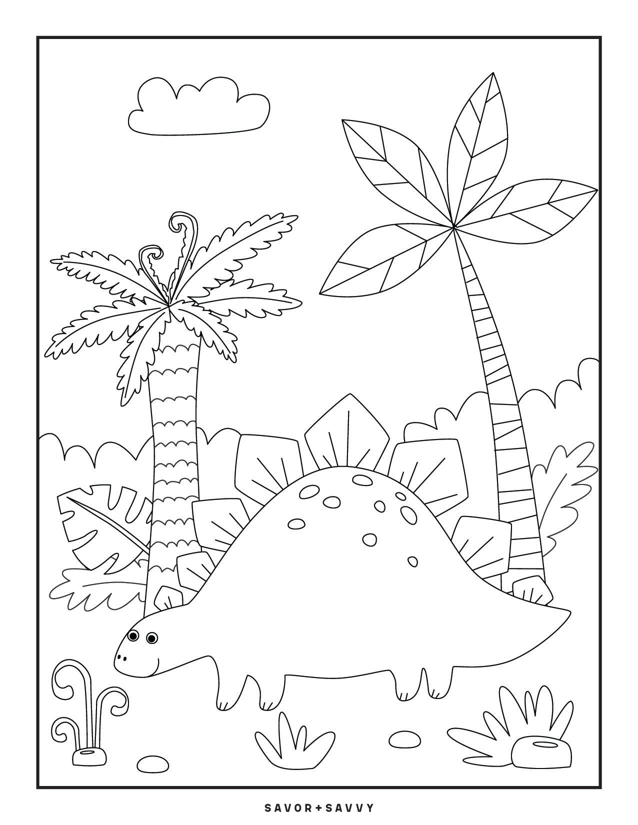 Image of Stegosaurus Free Printable Dinosaur Coloring Page For Kids.