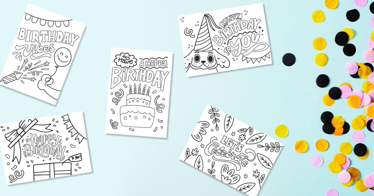 Free Printable Birthday Coloring Cards For Kids - Savor + Savvy