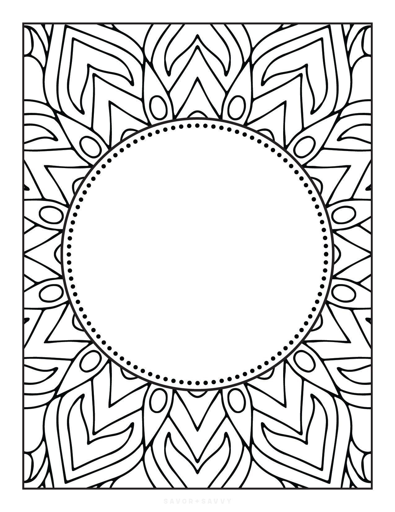 Image of Hand Drawn Mandala Free Printable Coloring Book Cover For Teens.