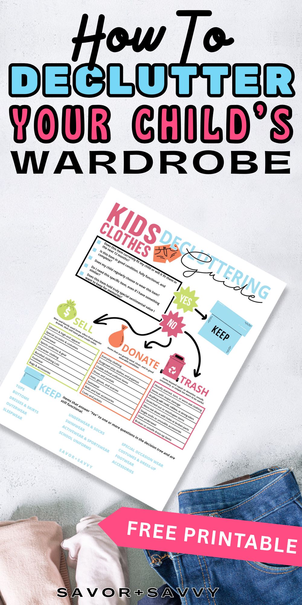 Free Printable Kids Clothes Decluttering Guide
