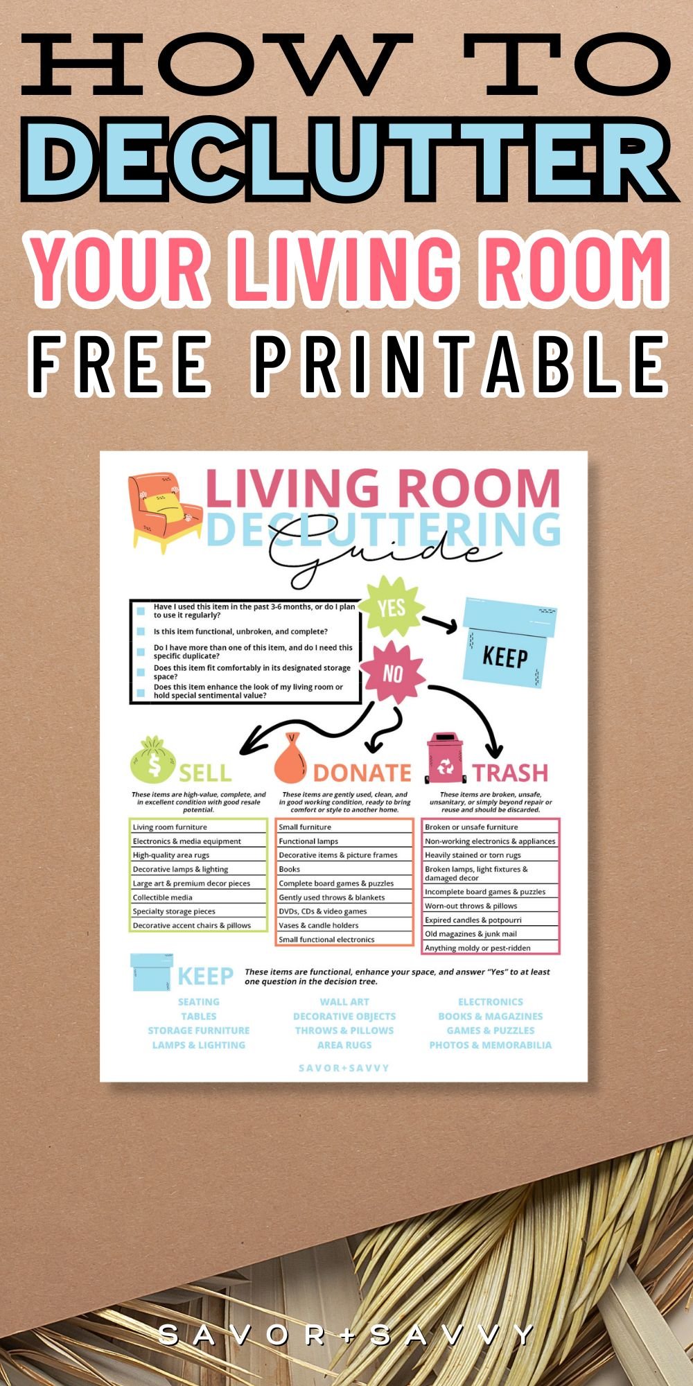 Free Printable Living Room Decluttering Guide