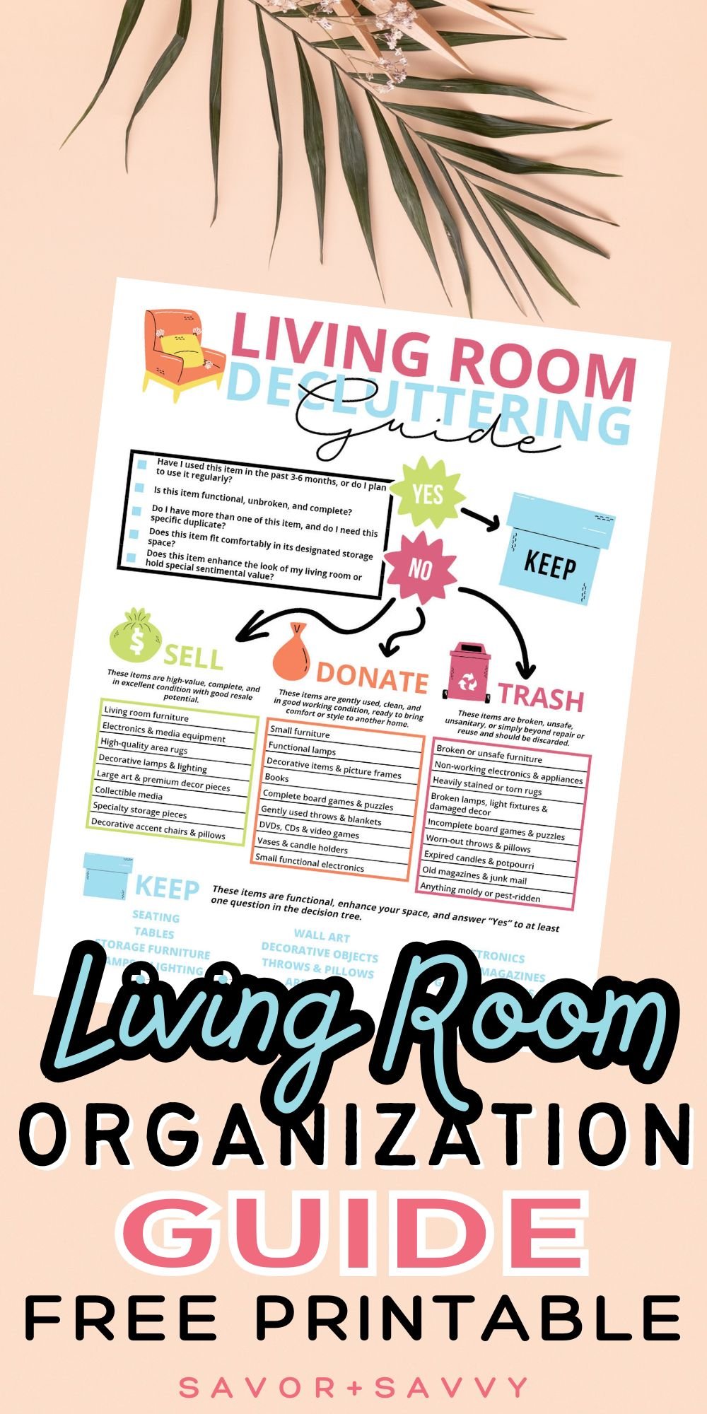 Free Printable Living Room Decluttering Guide