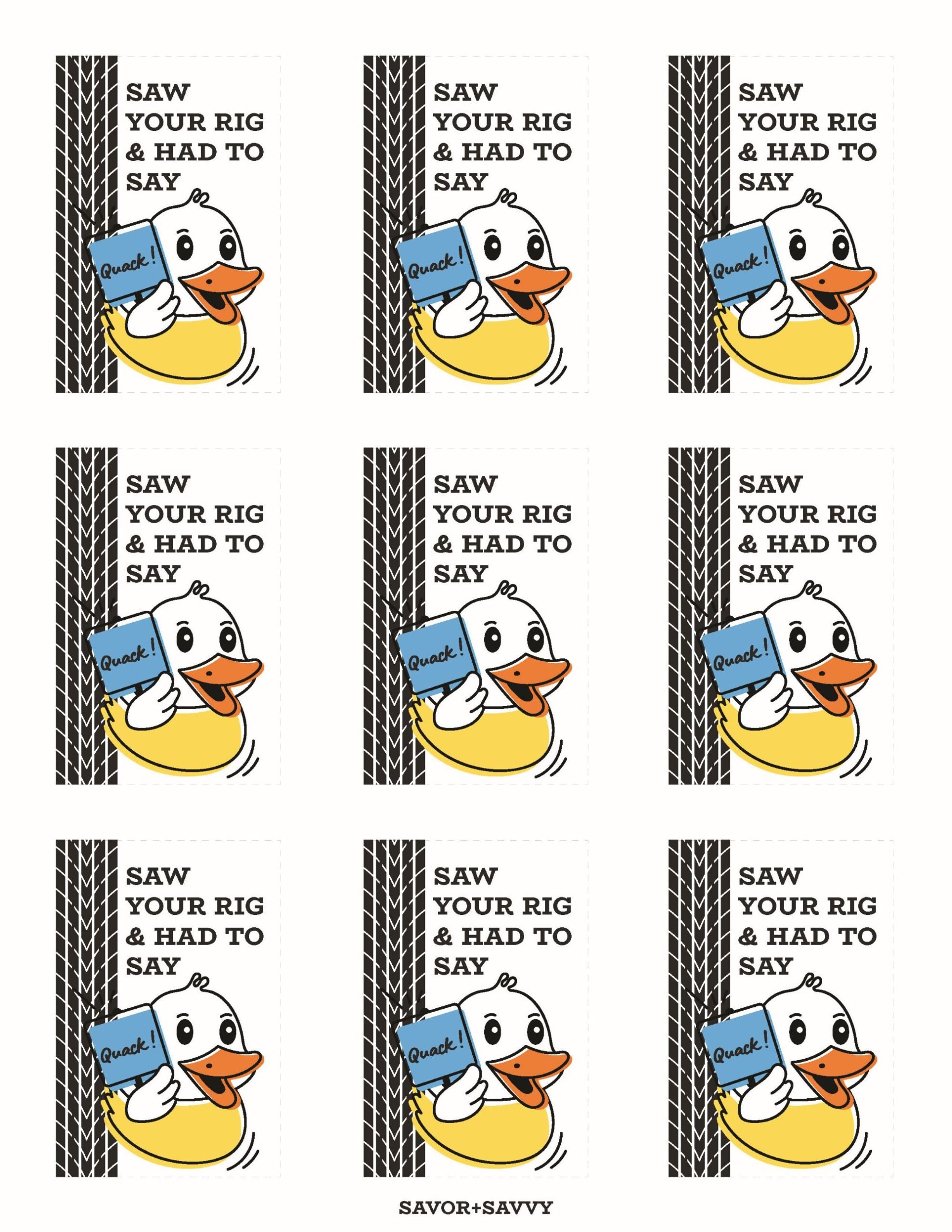 printable sheet with nine tags for ducking a jeep