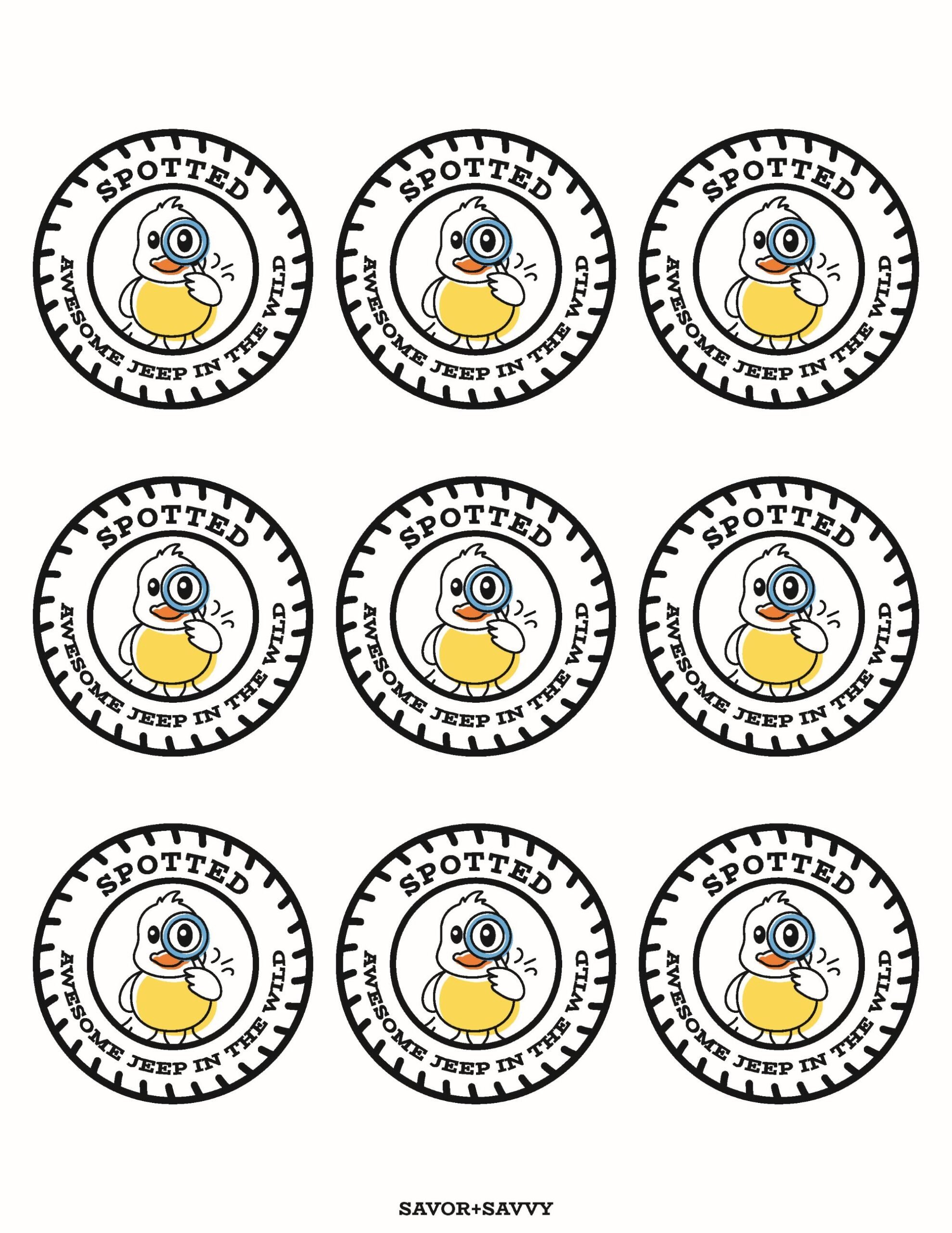 nine free printable jeep tags noting that an awesome jeep in the wild was spotted.