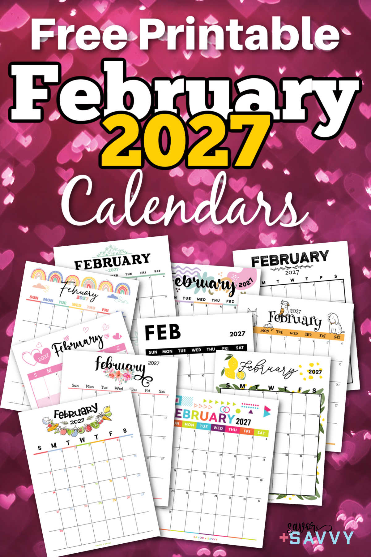 February 2027 Printable Calendars