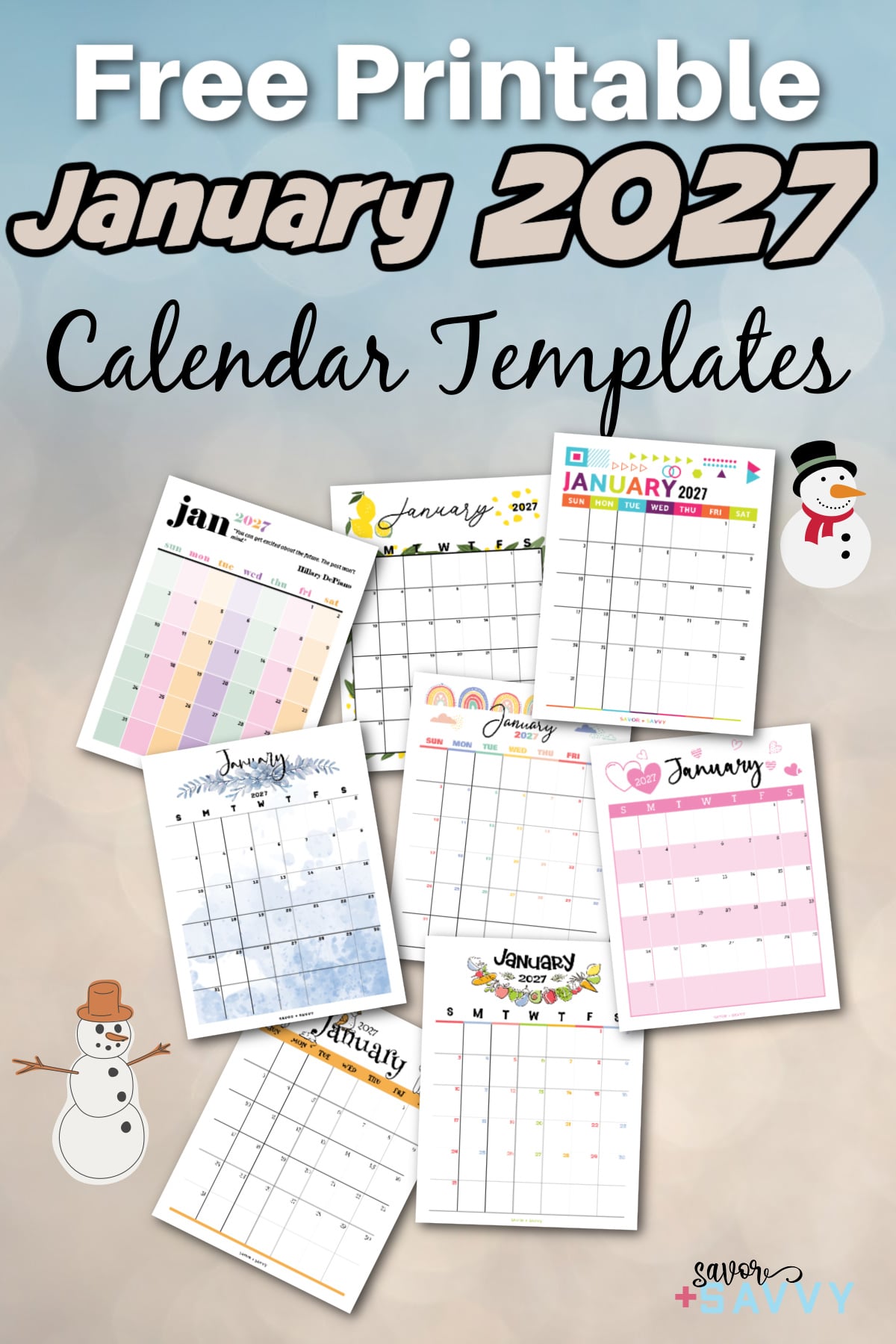 January 2027 Calendar Template - 14 Free Printables