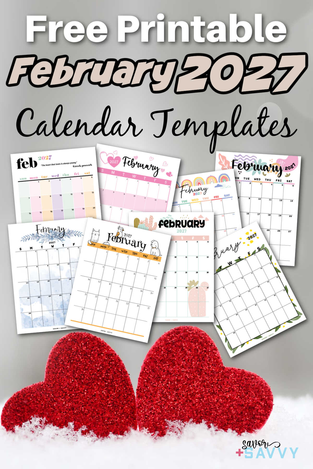 February 2027 Printable Calendars