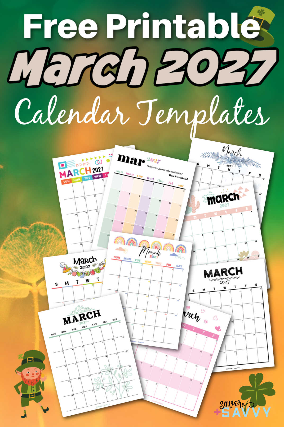 March 2027 Calendar Templates - 14 Free Printables